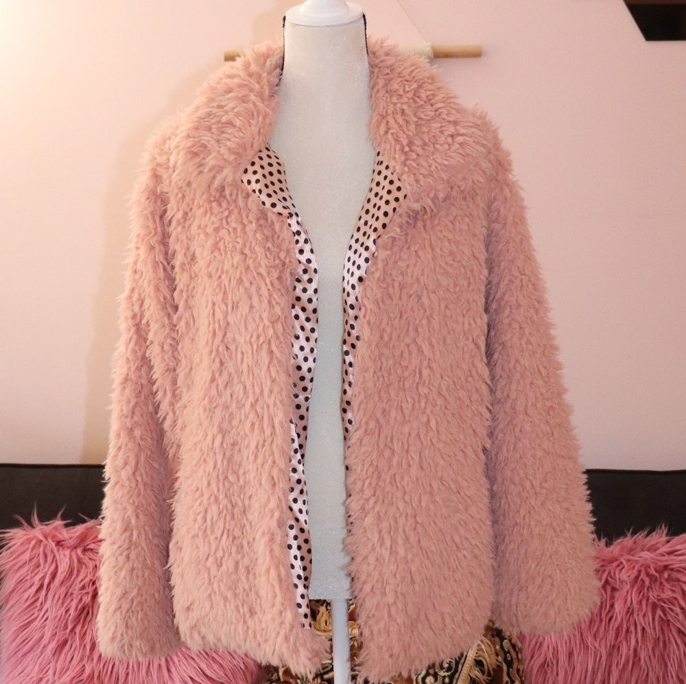 Zara Pastel Pink Faux Fur Coat